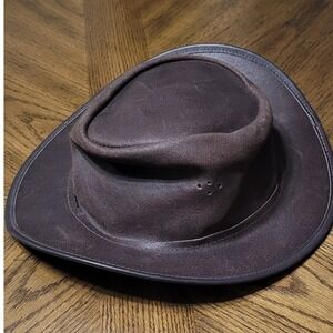 Overlander Jimy Black Brown Leather Waterproof Bush Hat Made in Australia Mens L